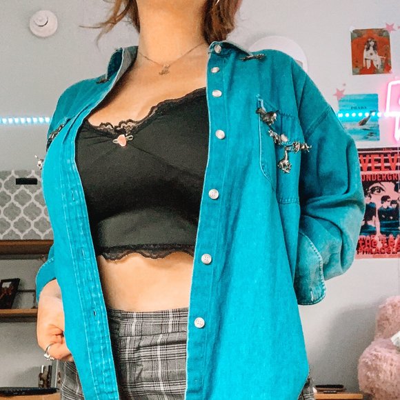 animal charmed denim top - Picture 2 of 7